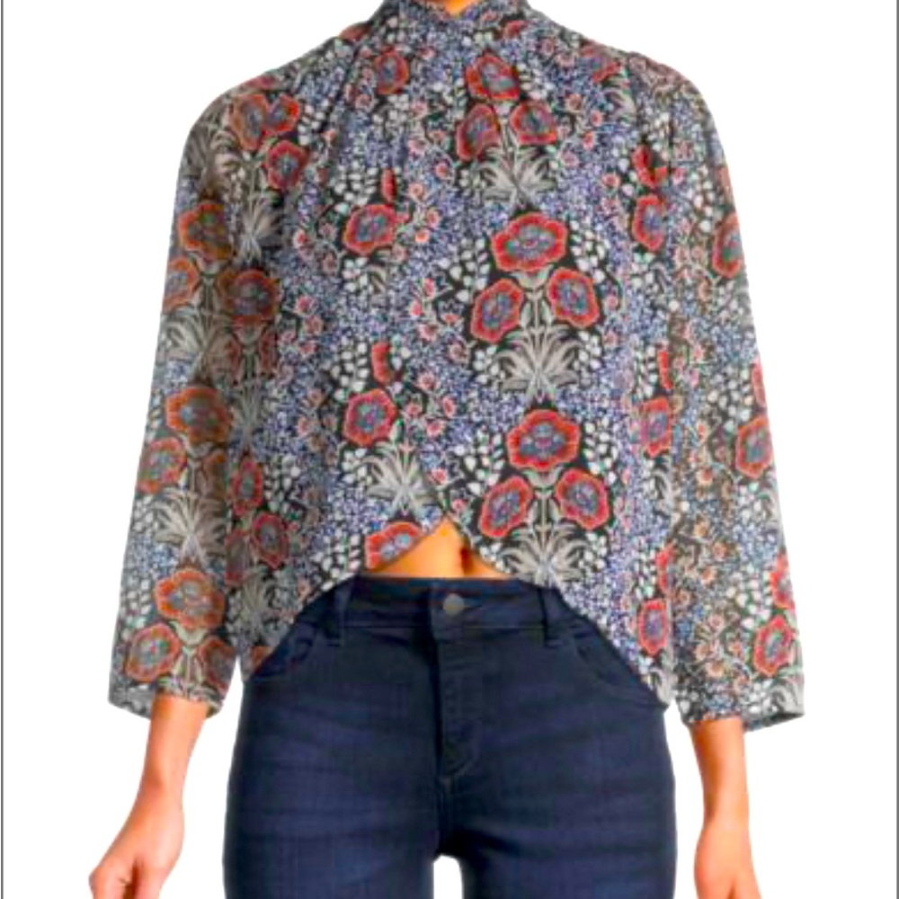Walter Baker Navy Pansy blouse